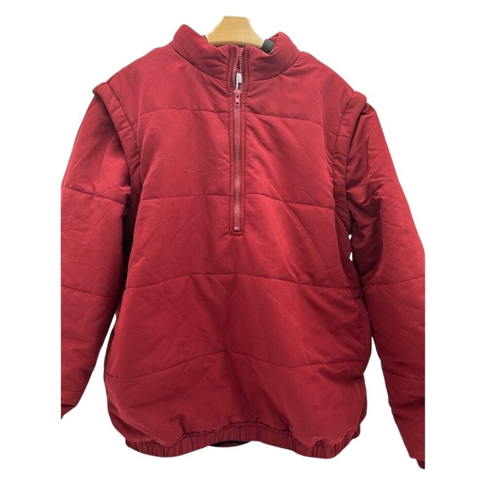 BP Nordstrom Mens Red Convertible Puffer Jacket Removable Sleeves Large NWOT